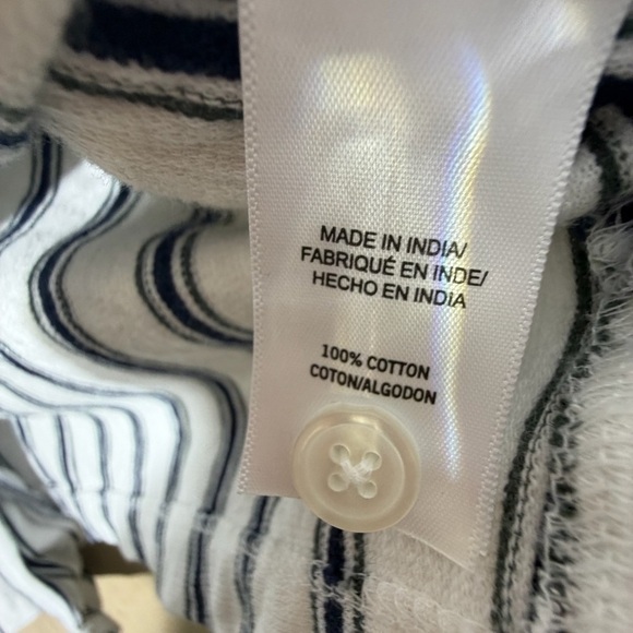 Kenneth Cole New York Men’s Striped Cotton Camp Shirt White Navy Size L Casual - Picture 7 of 9